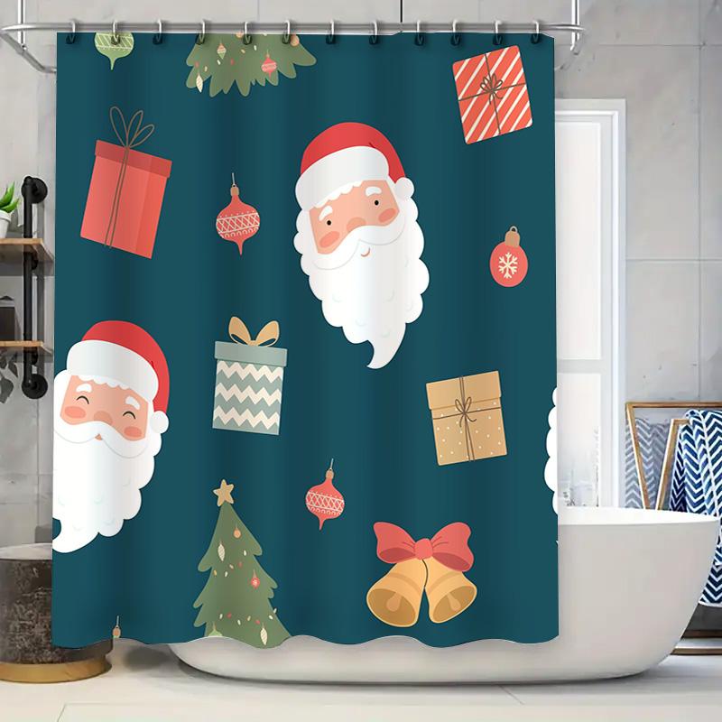 

GAEHappiest Holidays Christmas Shower Curtain Decorative Fabric Home Decoration Waterproof Blue Green Red White Xmas Gift Box 90x180cm