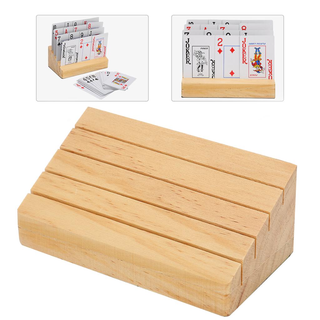Wood Playing Card Holder HandsFree Playing Card Tray Rack Poker Cards Accessory