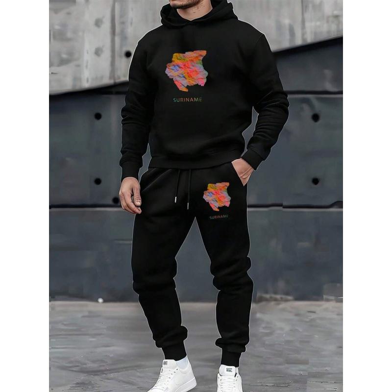 Autumn and winter street fashion casual 1-piece set European and American fashion 1D printing hooded sweater and sweatpants men