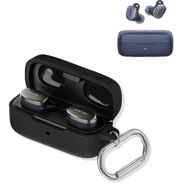 SKPY Premium Silicone Anti-Fall Protective Case Compatible with EarFun Free Pro 3 with Carabiner Protective Cover for Boys Girls Womens Mens