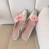 Sheepskin version~ French temperament flower design bag head rear empty sandals fairy style square head temperament light mouth single shoes