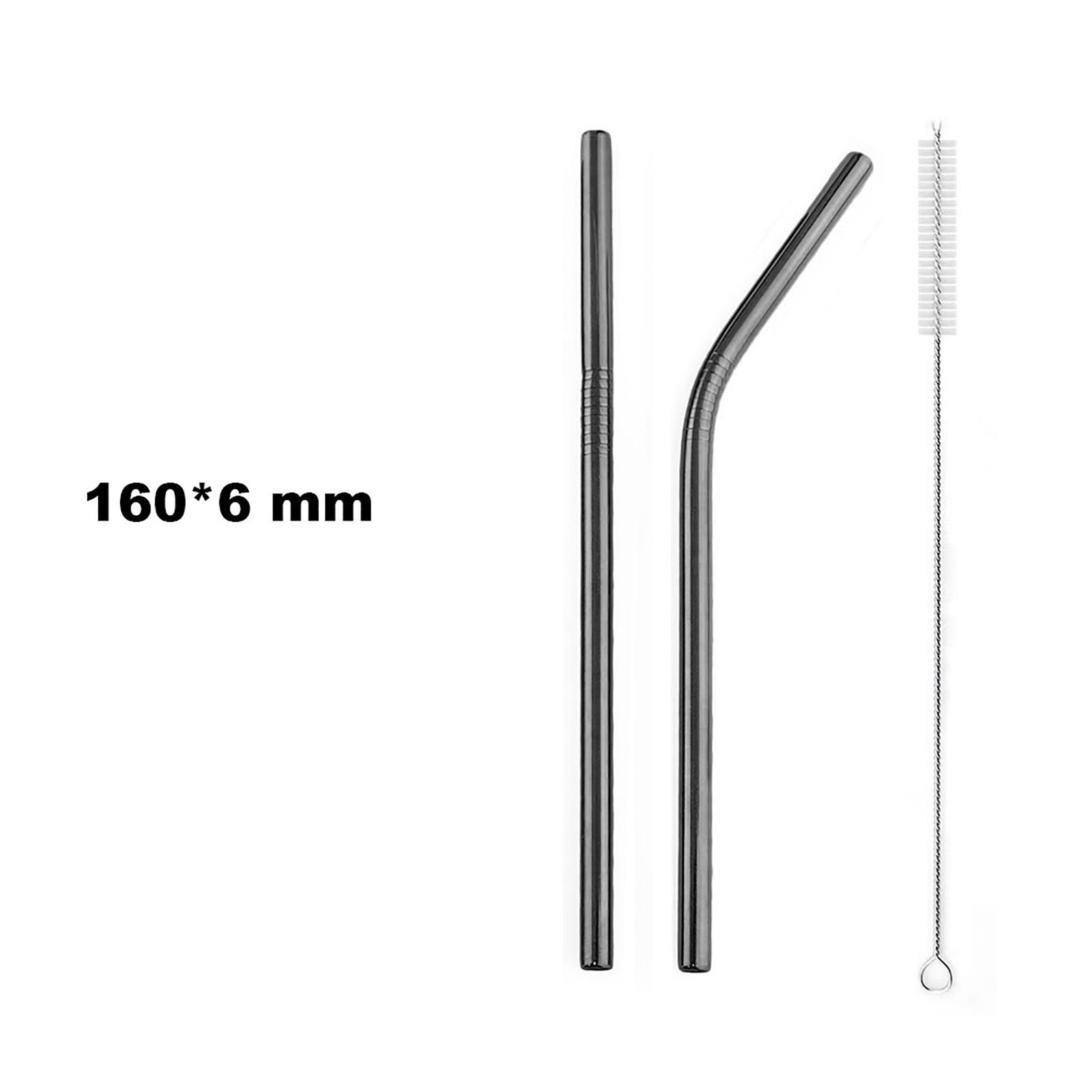 

2 шт., трубочки для питья, 18/10, соломинка из нержавеющей стали, многоразовая соломинка, цветная соломинка Mteal, соломинка для кофе, вечеринки, бара, соломинка для чистки чёрный