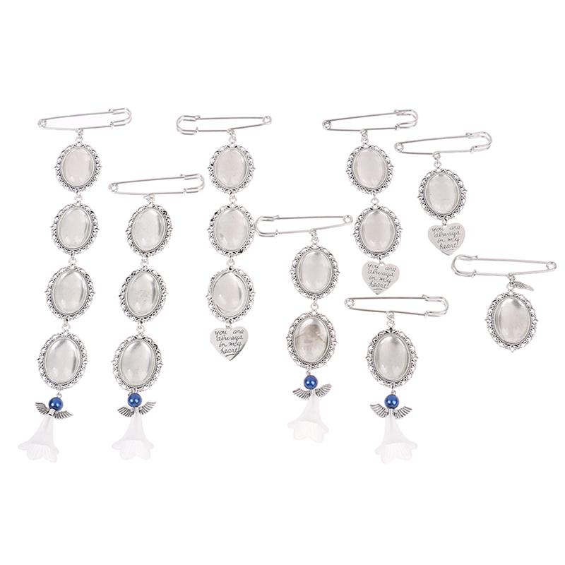 Wedding Bouquet Photo Charm Diy Pin Brooch Lacy Frame Charm Oval Picture Frame