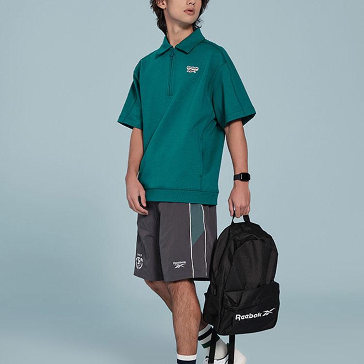 Reebok Solid Color Breathable Short Sleeve Polo Shirt Unisex tops Gem-Green 24SRC401UGL7