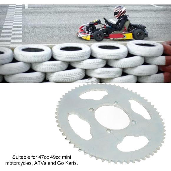 64T Chainring, Durable Steel Sprocket for Mini Motorcycles, 54mm Inner Diameter 4 Hole Gear, for 47cc 49cc Pocket Bikes Go-Karts and Riding
