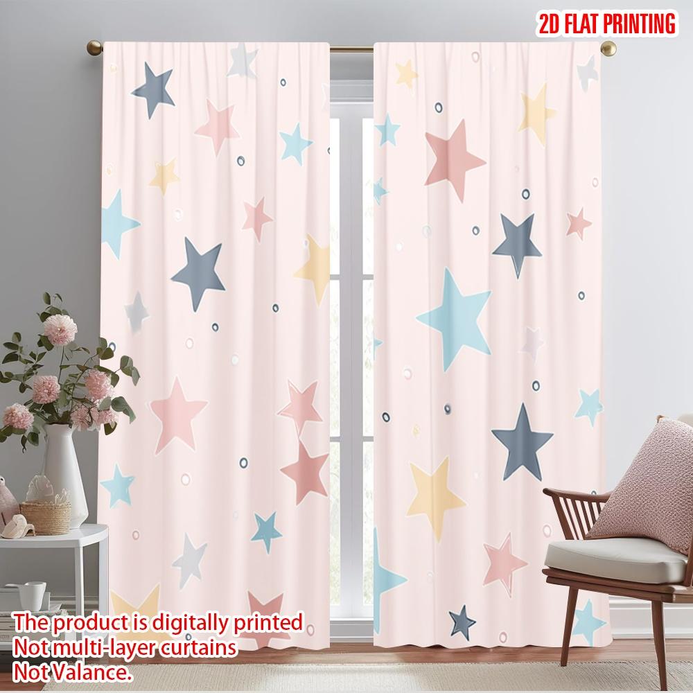 

2pcs,2D plane printing Curtain Fabric Pastel Starry Sky Durable Polyester (without rod) Holiday Ldeal for Bedroom Living Room 52.50×116.00 CM 2pcs