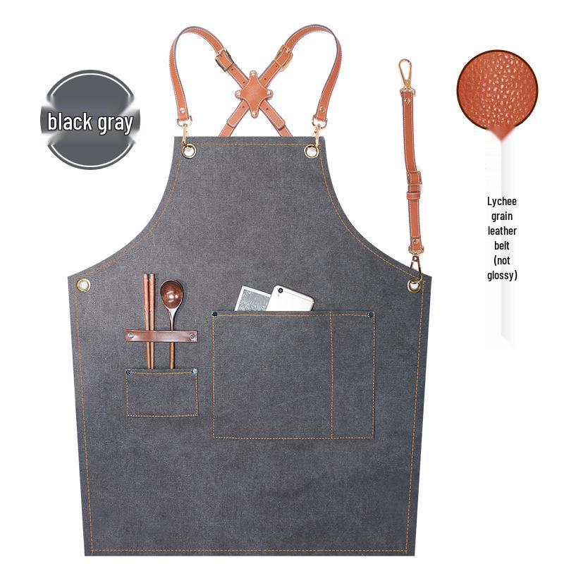 Women's Celebrity-Style Thick Canvas Apron for Hairdressers, Milk Tea Shops, and Baristas