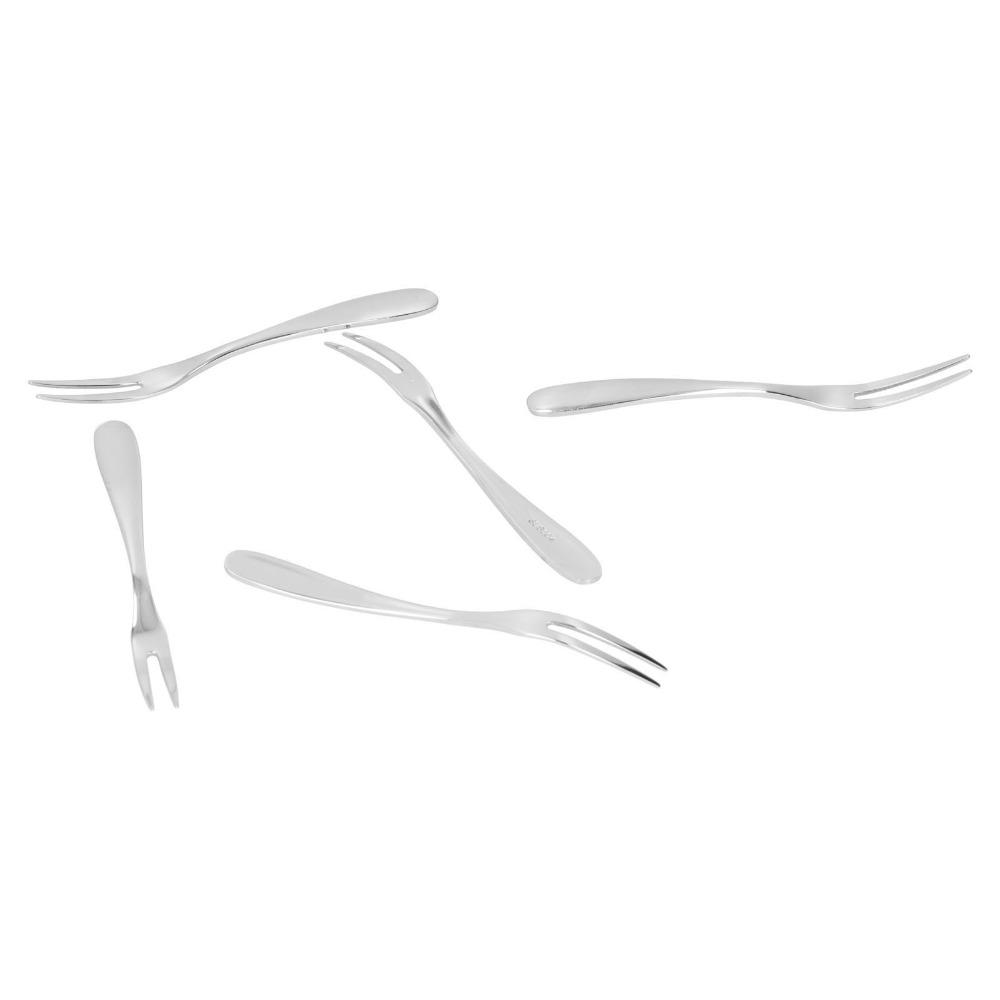 5Pcs Rustless Steel Dessert Fork Polished Edge Cocktail Fork Portable Seafood Fork Party Use