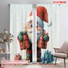 2pcs,2D Plane Printing Pattern Curtains Cute Santa Claus Presents Snow (3) Polyester Fabric (without Rod) Decorations Inside Use
