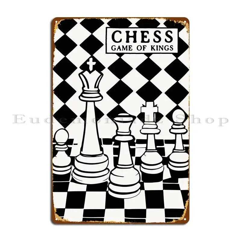 Minimalistic Chess Metal Sign Vintage Wall Decor Rusty Design Customize Tin Sign Poster 20x30cm(7.8x11.8inch)