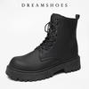 2025 Leather Boots for Men High Top Platform Lace Up Light Motorcycle Boots British Style Men's Waterproof Casual Boots