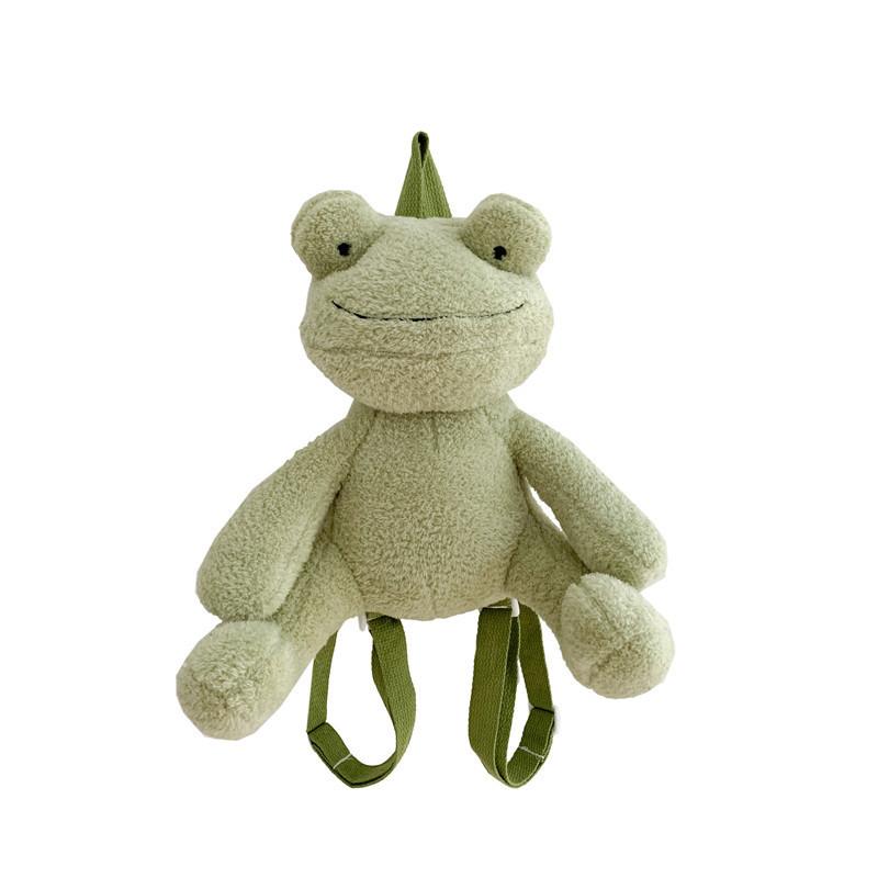 Plush Green Frog Cartoon Backpack For Girls Gift And Daily Use