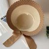 Foldable Big Brimmed Woven Cap Portable Bucket Hat Folding Sun Cap Bow Fisherman Cap  Summer