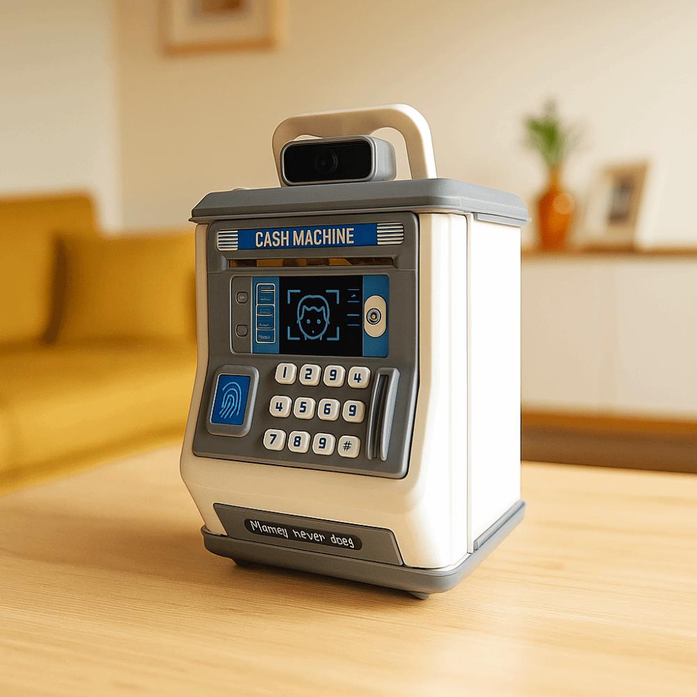 Password Lock Kids Money Container Plastic with Handle Money Box Fingerprint Unlock Large Capacity Automatic Safe Coins Saving