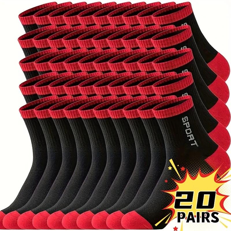 5/10/20 Pairs Men's Breathable Sports Socks - Moisture-Wicking, Reinforced Heel & Toe, All-Season Athletic Socks