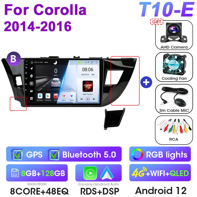 Android 12 Car Radio For Toyota Corolla Ralink 2013 - 2016 GPS 4G Carplay Auto 2 Din Stereo Intelligent Systems Smart Autoradio
