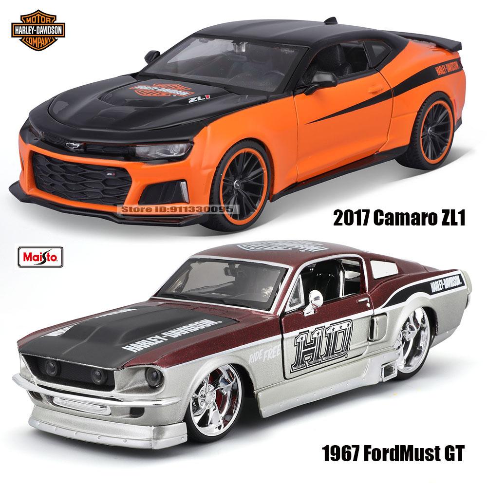 Maisto 1:24 Harley Joint Venture 2017 Chevrolet Camaro ZL11967 Ford Mustang GT Legierungsauto-Modell Dekoration Sammlung Spielzeug Geschenke