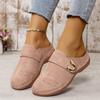 New Large-sized Flat-bottomed Casual Half-slipper Women's Shoes with Toe Caps and Wedge Heels Beach Slippers