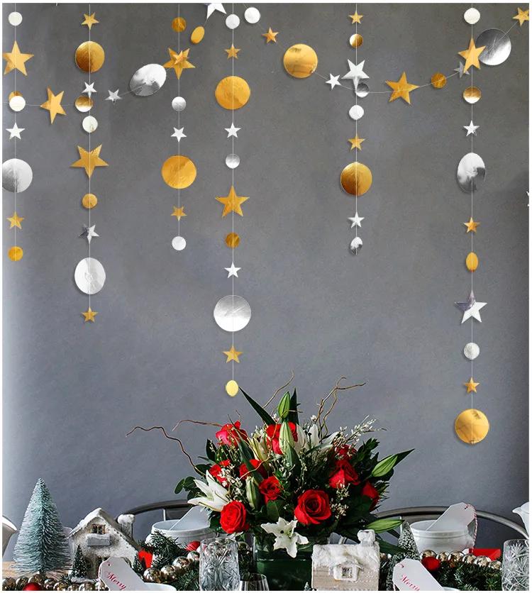 Pendant Ornaments Christmas Decorations for Home New Year 400cm Twinkle Star Snowflake Paper Garlands Christmas