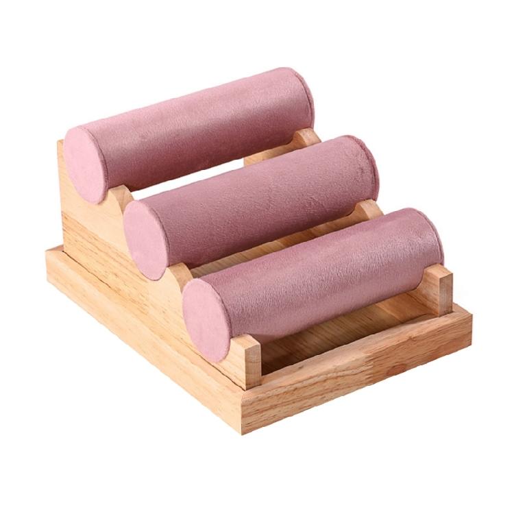 Bracelet Storage and Display Stand Convenient Three Level Wood Display Stand For Showcasing Bracelets And Jewelry розовый