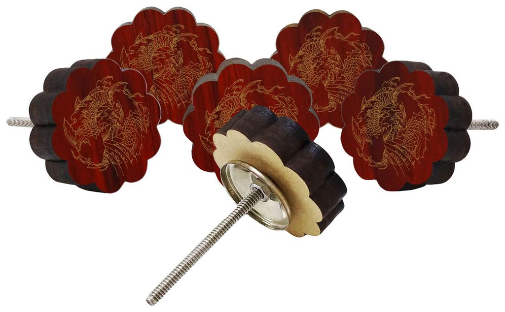 IBA Indianbeautifulart Braun Gravierte Knöpfe Packung mit 10 Hölzernen Schranktürknöpfen Schublade