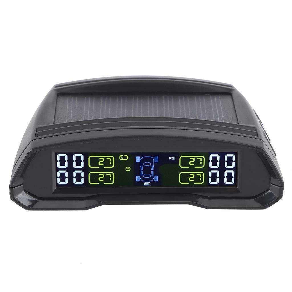 TPMS Wireless Tire Pressure Monitor Detector with 4 Sensors USB + Solar Panel Charging