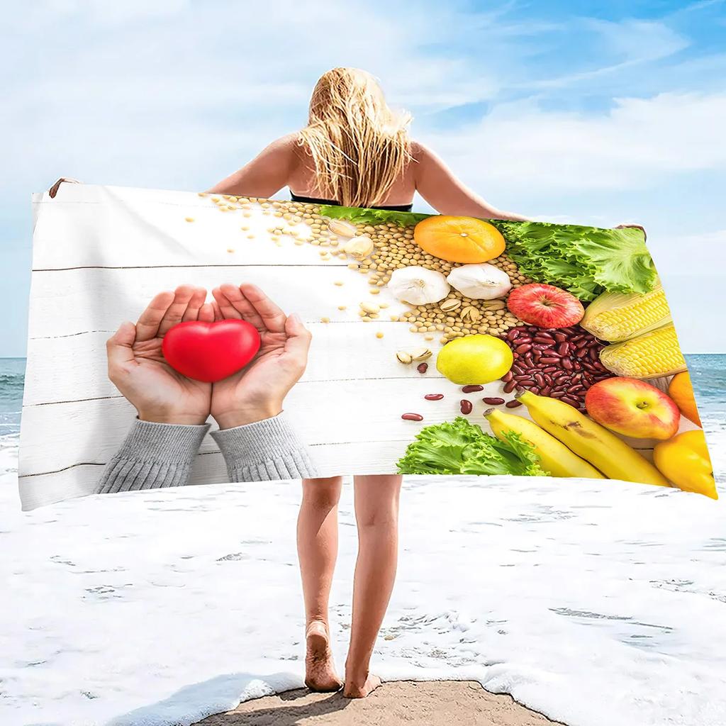 Microfiber Lightweight Beach Towel,Fast Dry Super Absorbent Beach Towels for Adults and Kids,Food Printed Pool Towels Sand Proof