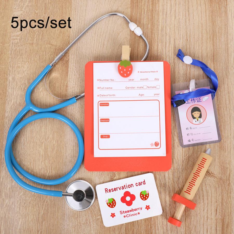 Çocuk Ahşap Doktor Seti Rol Yapma Tıbbi Kit Simülasyon Hemşire Rol Yapma Oyuncak Erkek ve Kız Çocukları İçin