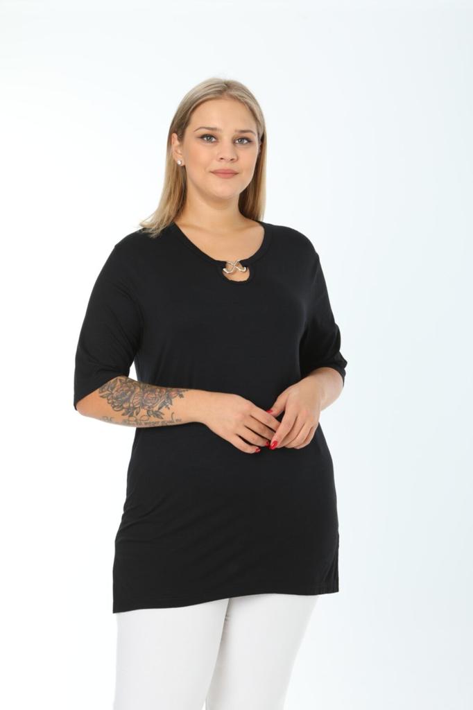 Women's Big Size Blouse Plus Size Collar Accessory Detailed Blouse