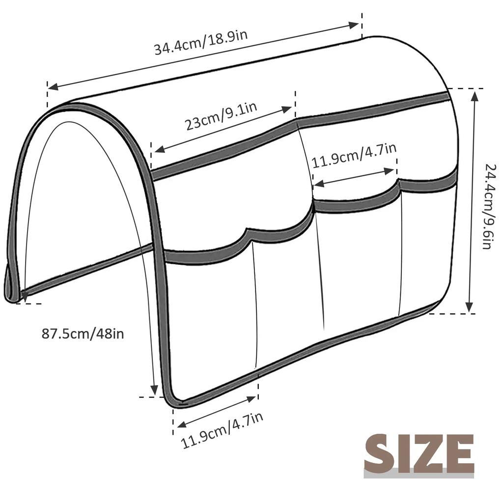 Sofa Armrest Organizer with 6 Pockets Soft Armchair Storage Bag Non-Slip Couch Armrest Pouch Stylish Sofa Armrest Caddy for