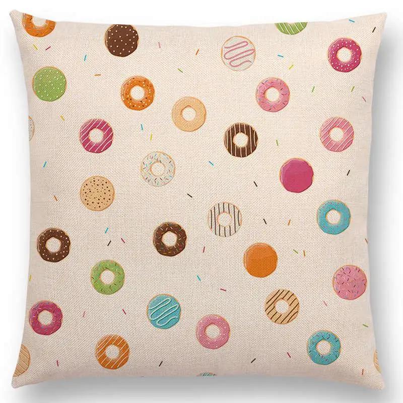 Colorful Prints Cushion Cover Chocolate Candy Donuts Pretty Ice Cream Pattern Color Party Sofa Throw Pillow Case Decor