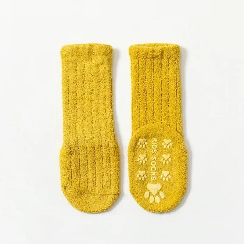 New Warm Baby Calf Sock Simplicity Solid Color Calf Sock for Toddler Boy Girl Indoor Autumn Winter Newborn Non-slip Floor Socks