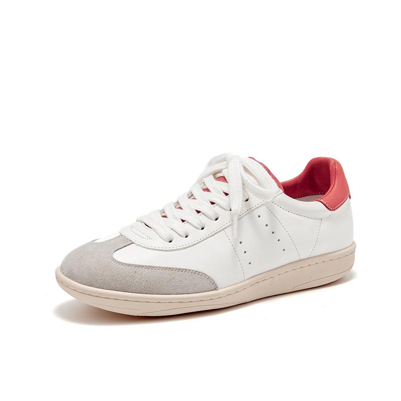 Mode BEAUTODAY Lässige Wildleder-Sneakers Damen Gemischte Farben Leder Ballerinas Schnürverschluss Damen Bequeme Schuhe Handgefertigt 29860