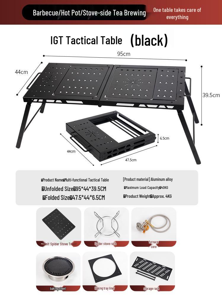 Tragbarer leichter Aluminium-Campingtisch - Faltbare taktische IGT BBQ-Tischplatte
