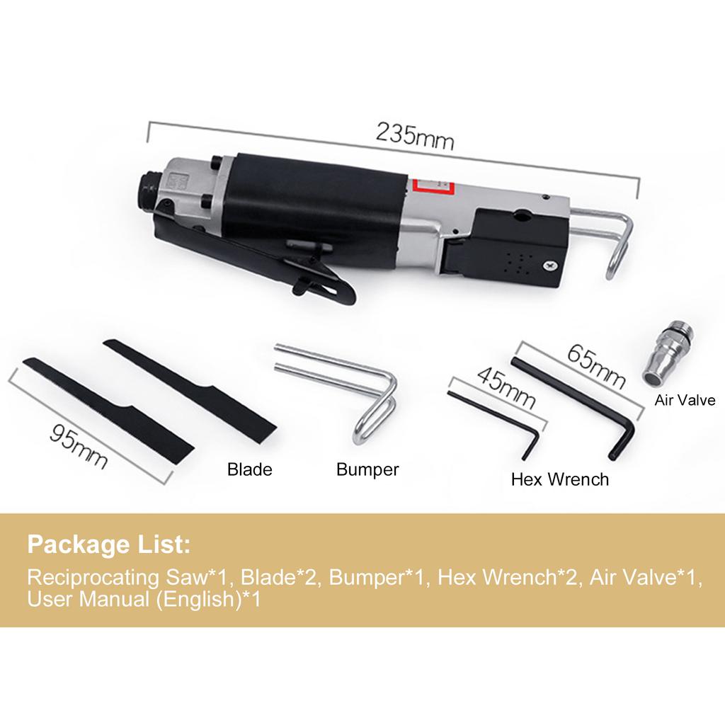 Pneumatic Air Reciprocating Saw 90PSI 9000BPM Reciprocating Saw Handheld Power Metal Saw Heavy Duty Aluminum Alloy