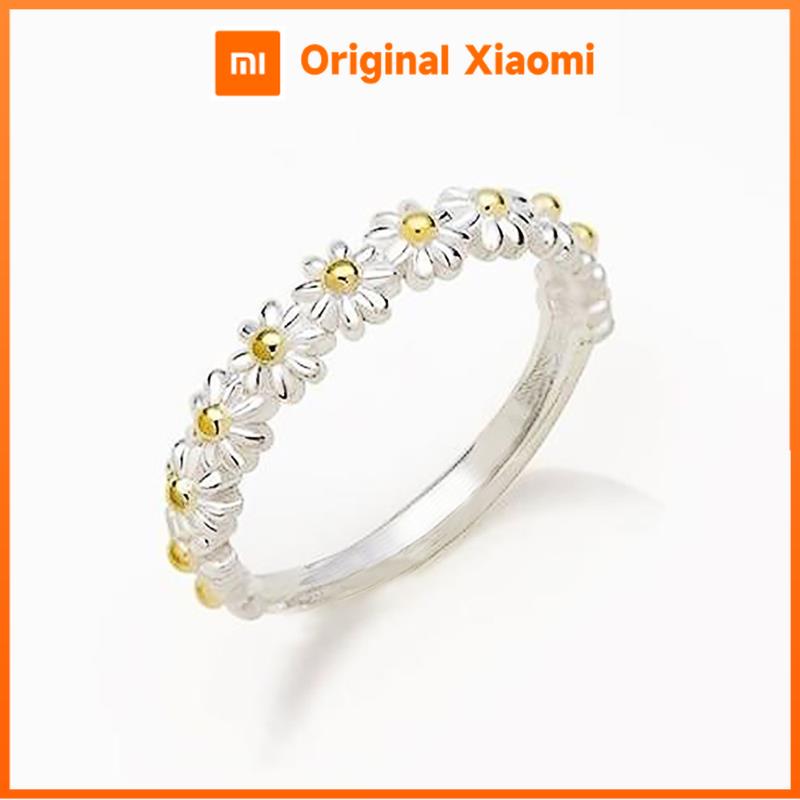 Xiaomi Huitan Fresh Style Floral Ring for Women Two Tone Elegant Versatile Wedding Daily Fashion Accessories Party Rustic Metal Jewelry