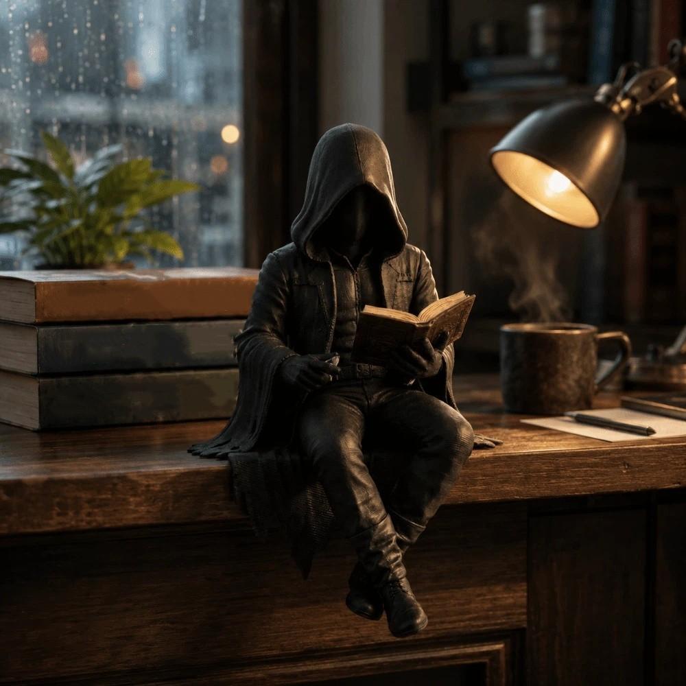 Decoration Reading Men Statue Halloween Desktop Ornaments Creative Skeleton Figurine Home Decor