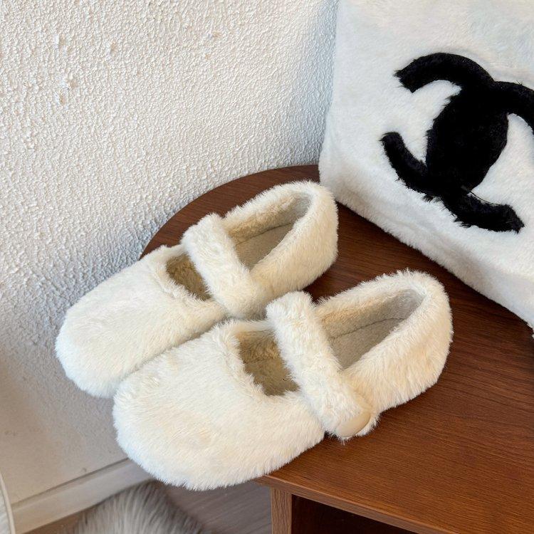 

пушистые туфли на толстой подошве для женщин, чтобы носить осенью и зимой, теплые вязаные шапки для женщин, хлопковые туфли-лодочки Мэри Джейн для женщин 40