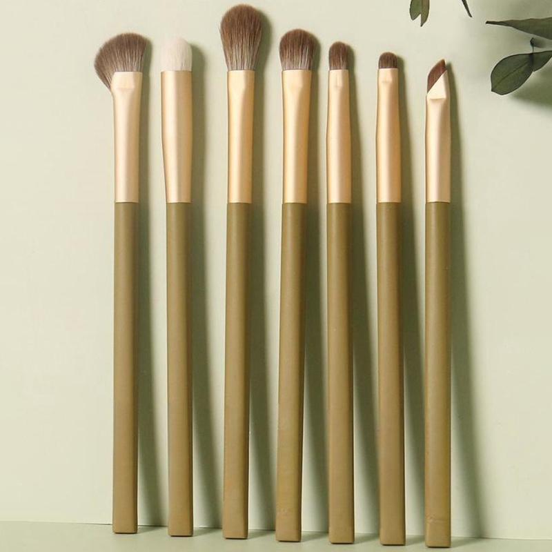 7Pcs Natural Eye Makeup Brushes Set Detail Eyeshadow Brush Makeup Brush Green Ultra Soft Eyeshadow Eyeliner Makeup Tool