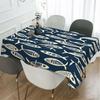 1pc Navy Blue and White Fish Pattern Tablecloth, 152.4*218.44 Cm, Rectangle, Polyester, Easy To Clean, Suitable for Dining Room, Kitchen & Coffee Tabl