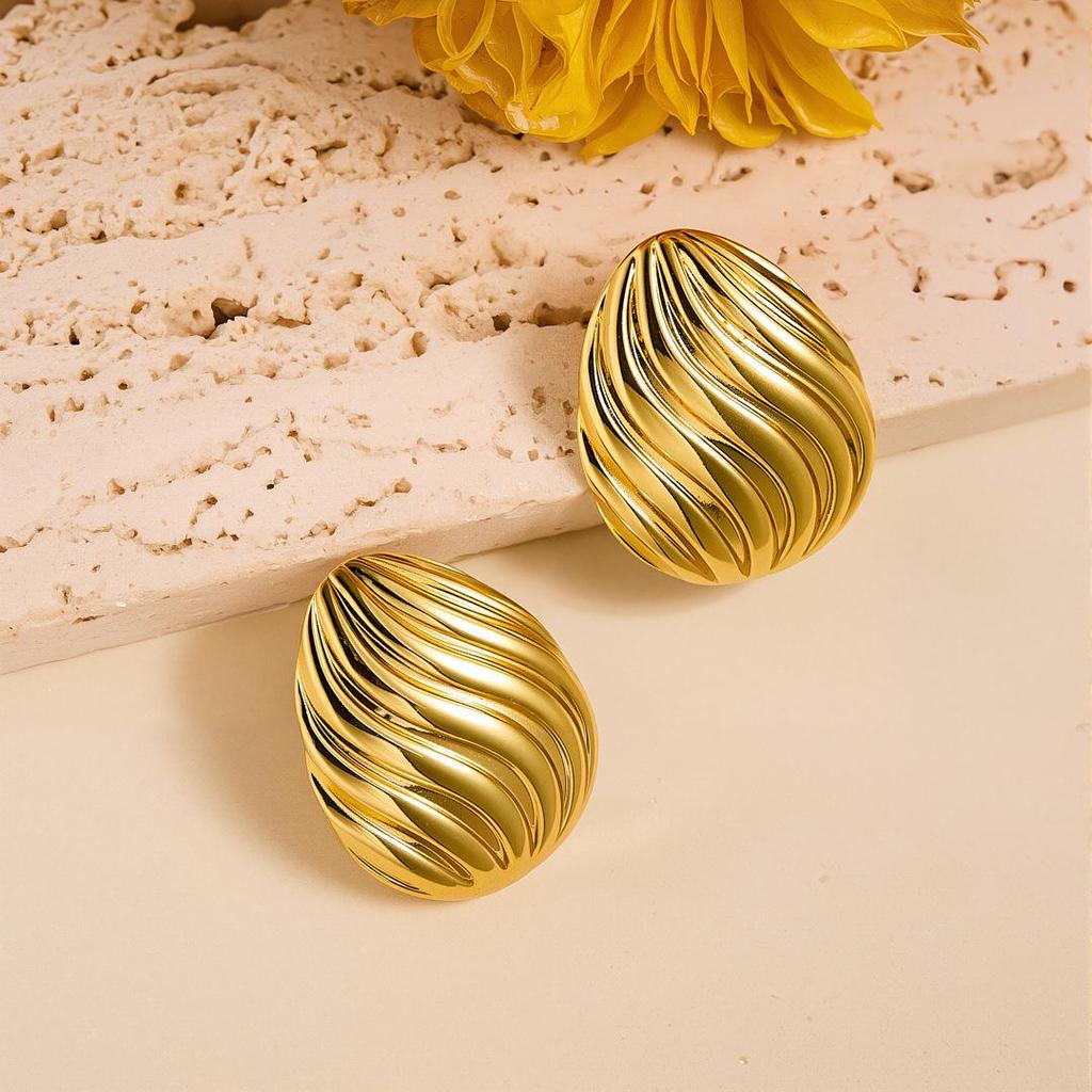 Geometric Irregular 18k Gold Titanium Steel Earrings for Women