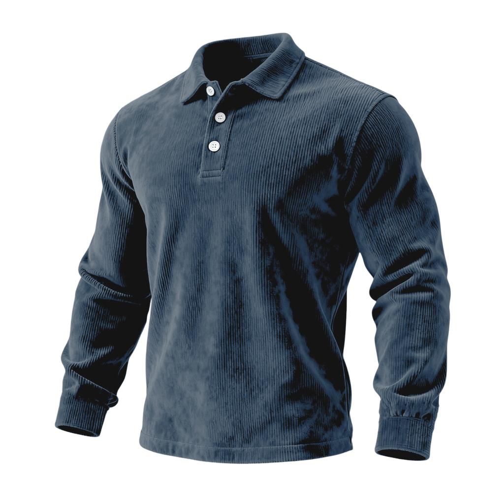 Men's  Casual Outdoor Lapel Corduroy Pullover Long-sleeved Top