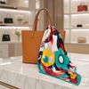 yangyizhi Large Square Headscarf, Simulated Silk Satin Fabric Scarf, Vibrant Floral Print Neck Multi-Purpose Turban Scarf Shawl Hair Tie
