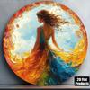Elegant Fairy Bride Round Metal Wall Art 8x8 Inch Floral Butterfly Tin Sign Home Decor