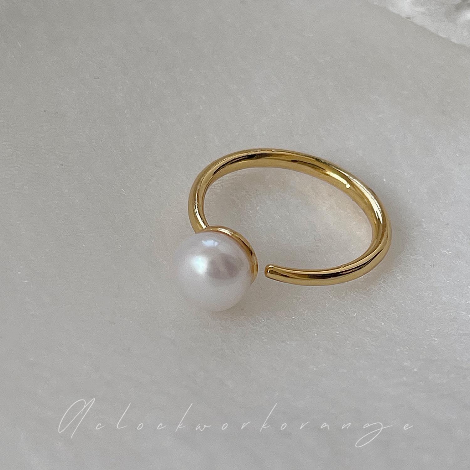 Elegant Purple Gold Butterfly Adjustable Ring with Faux Pearl - Trendy Light Luxury Jewelry for Women Adjustable