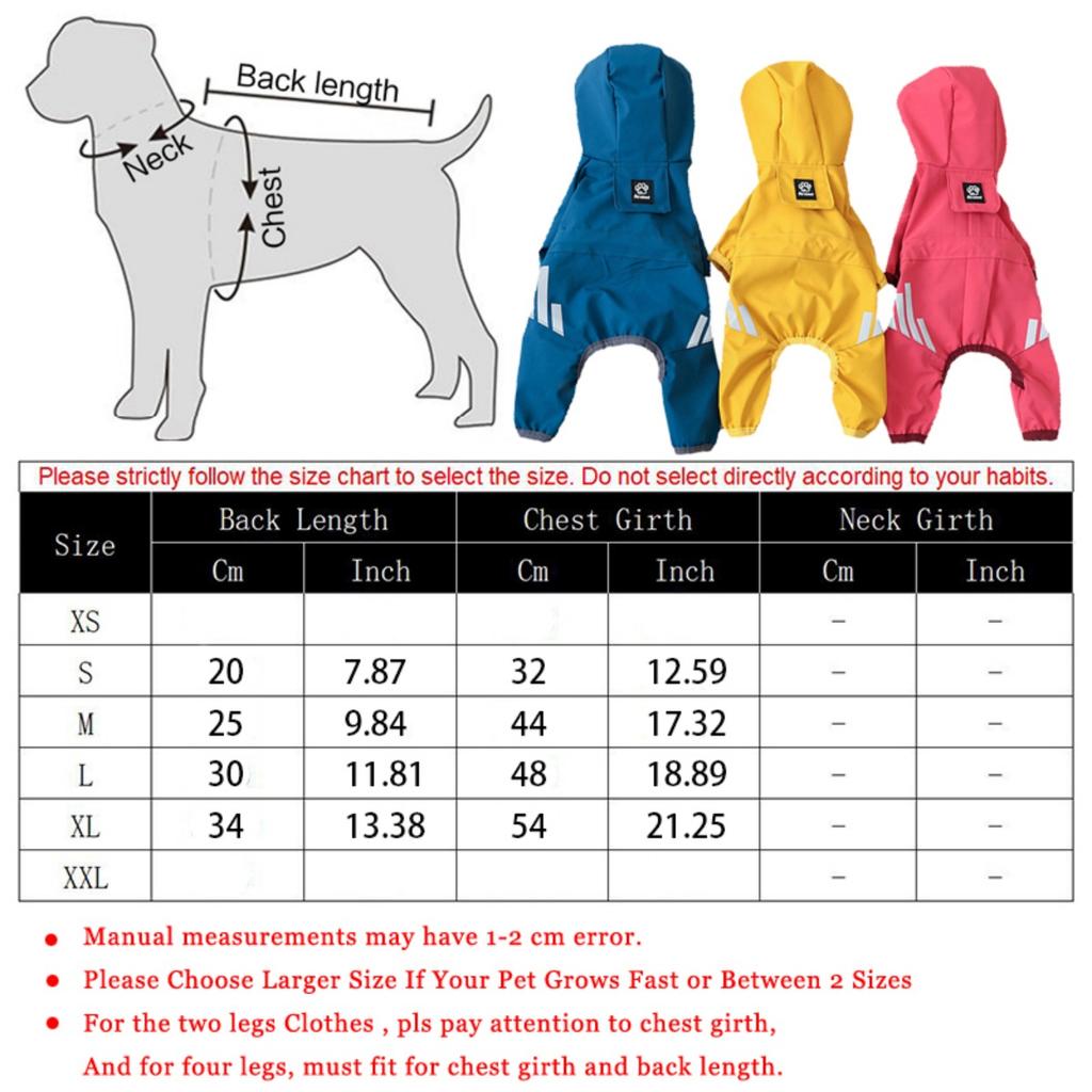 Waterproof Pet Clothes PU Dog Raincoat with Hood for Small Dogs Waterproof Reflective Cat Coat Chihuahua Jacket Poodle Overalls