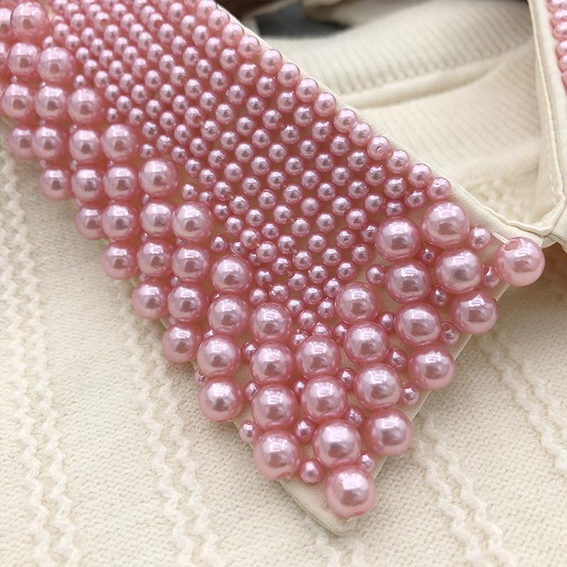 Women Pearl Fake Collar Retro Lace Beaded Collar Choker Necklace Party Bride Clothing Accessories Sweet Detachable False Collar