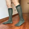 Men's Breathable Nylon Thin Dress Socks with Argyle Pattern Design Middle Calf Business Formal Socks Hosiery Gift