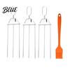 Food Grilling Skewers 3-Prong Grill Skewers Stainless Steel BBQ with Pusher Rust-proof Long Lasting Sticks for Meat Vegetables Chicken Shrimp