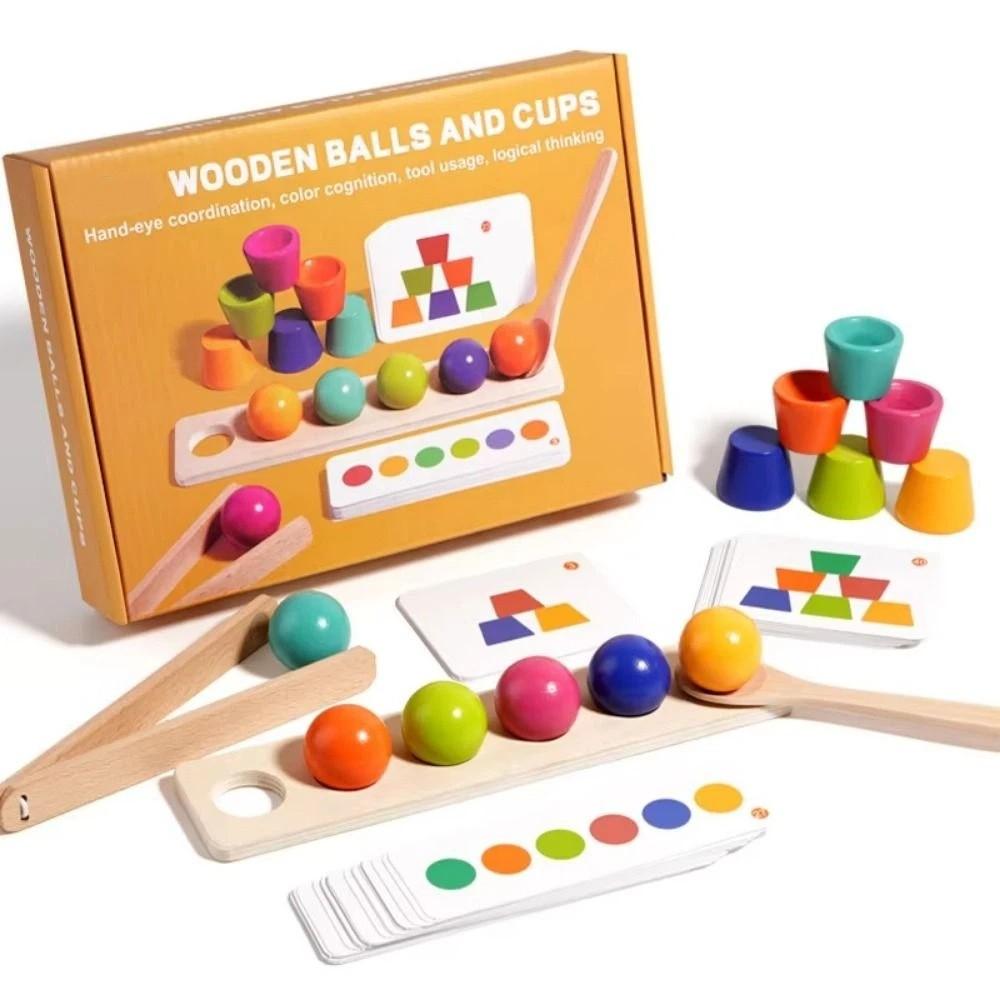 Colored Ball Children's Building Block Toy Clip Wooden Color Matching Game Cognitive Development